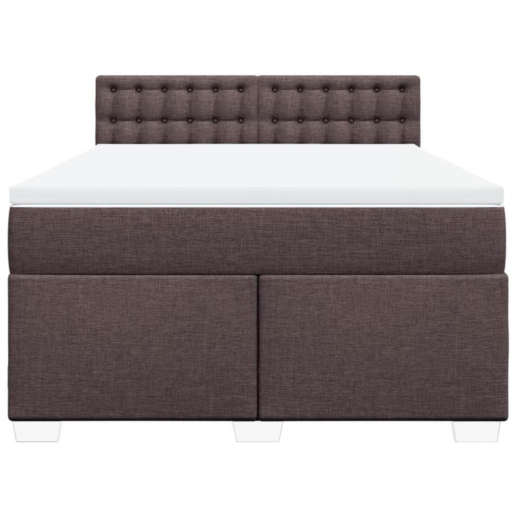 Κρεβάτι Boxspring με Στρώμα Σκούρο Καφέ 160x200 εκ Υφασμάτινο - Pakobazaar