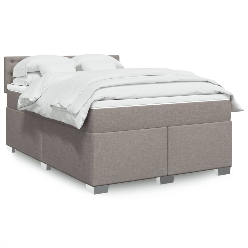 Κρεβάτι Boxspring με Στρώμα Taupe 160x200 εκ. Υφασμάτινο - Pakobazaar