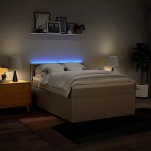 Κρεβάτι Boxspring με Στρώμα Κρεμ 160x200 εκ. Υφασμάτινο - Pakobazaar