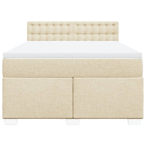 Κρεβάτι Boxspring με Στρώμα Κρεμ 160x200 εκ. Υφασμάτινο - Pakobazaar