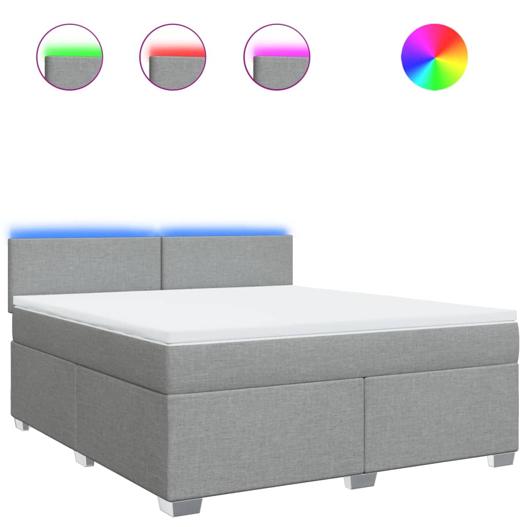 Κρεβάτι Boxspring με Στρώμα Ανοιχτό Γκρι 180x200 εκ. Υφασμάτινο - Pakobazaar
