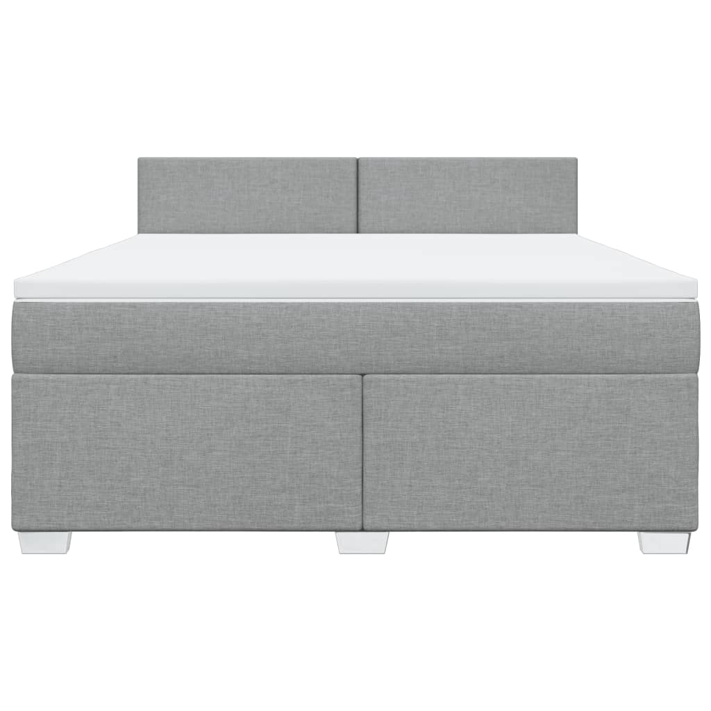 Κρεβάτι Boxspring με Στρώμα Ανοιχτό Γκρι 180x200 εκ. Υφασμάτινο - Pakobazaar