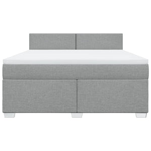 Κρεβάτι Boxspring με Στρώμα Ανοιχτό Γκρι 180x200 εκ. Υφασμάτινο - Pakobazaar