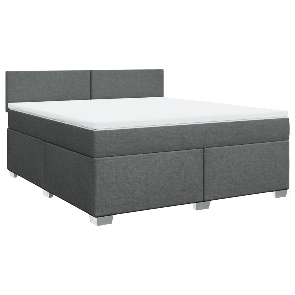 Κρεβάτι Boxspring με Στρώμα Σκούρο Γκρι 180x200 εκ Υφασμάτιν - Pakobazaar