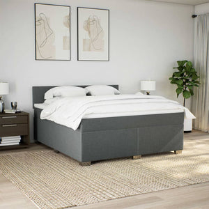 Κρεβάτι Boxspring με Στρώμα Σκούρο Γκρι 180x200 εκ Υφασμάτιν - Pakobazaar