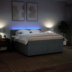 Κρεβάτι Boxspring με Στρώμα Σκούρο Γκρι 180x200 εκ Υφασμάτιν - Pakobazaar