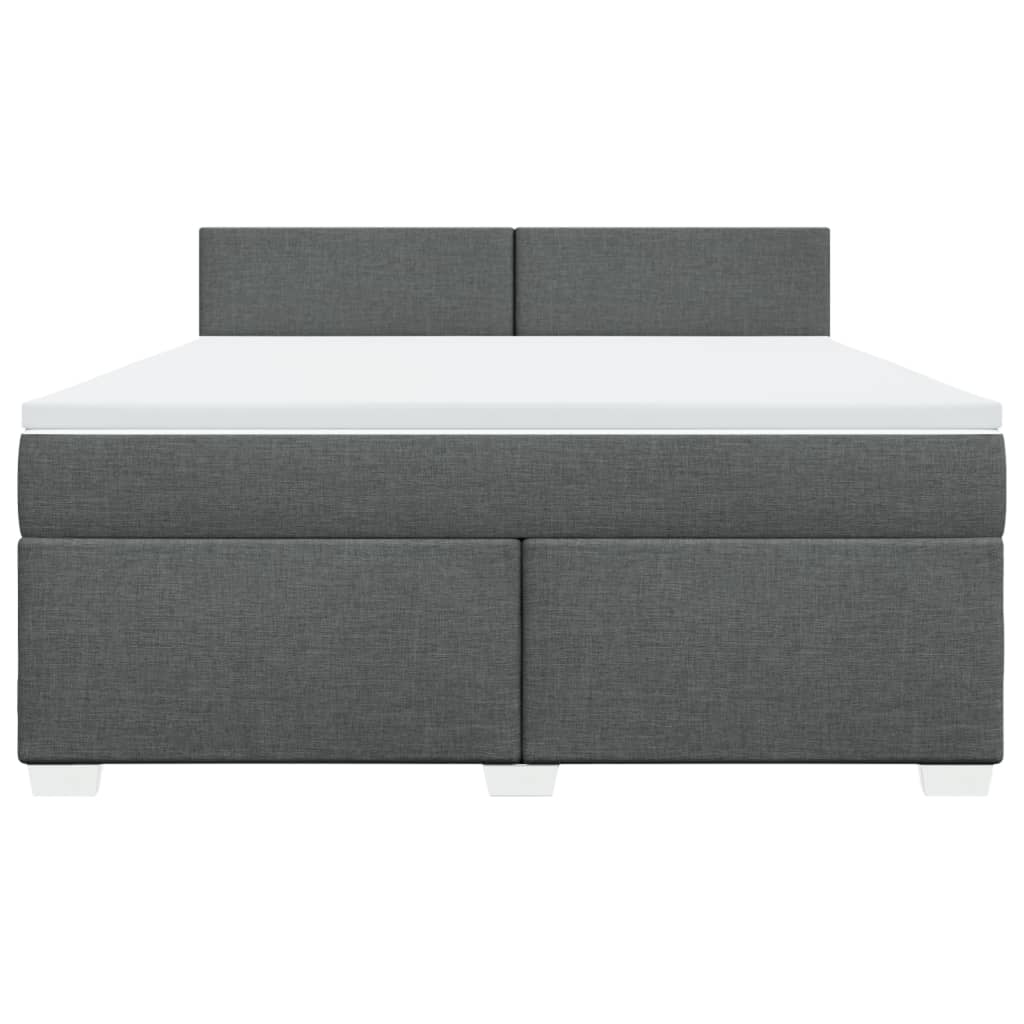 Κρεβάτι Boxspring με Στρώμα Σκούρο Γκρι 180x200 εκ Υφασμάτιν - Pakobazaar
