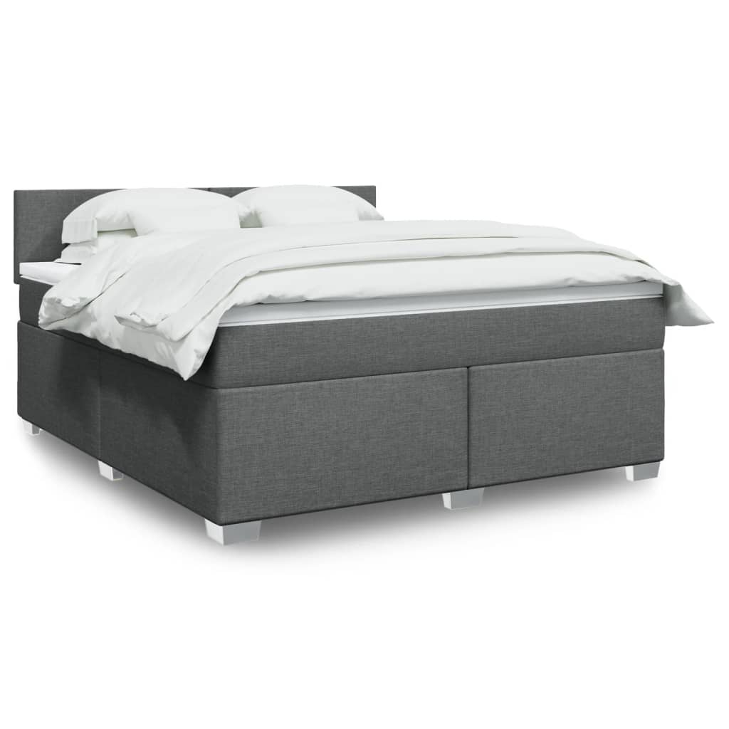 Κρεβάτι Boxspring με Στρώμα Σκούρο Γκρι 180x200 εκ Υφασμάτιν - Pakobazaar