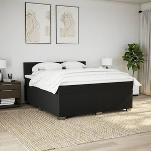 Κρεβάτι Boxspring με Στρώμα Μαύρο 180x200 εκ. Υφασμάτινο