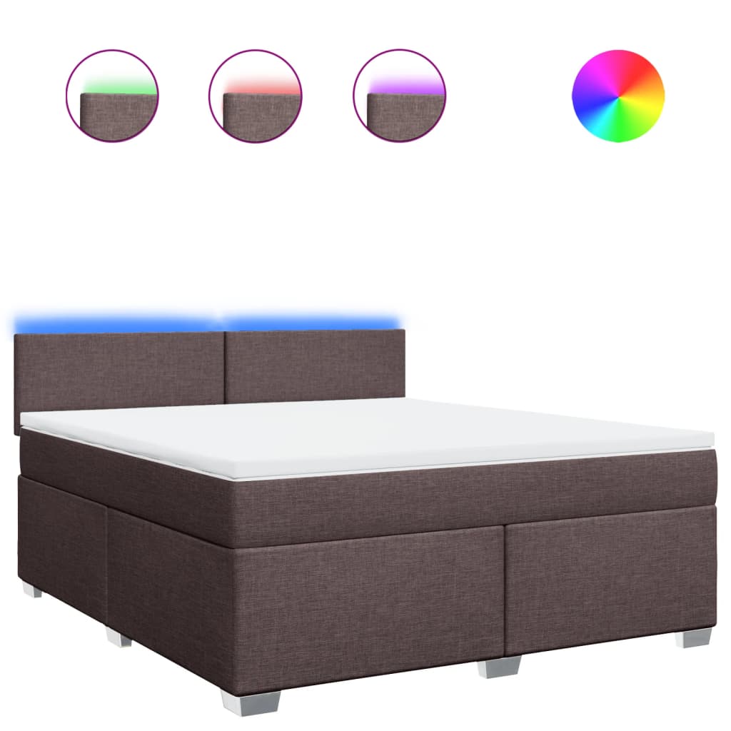 Κρεβάτι Boxspring με Στρώμα Σκούρο Καφέ 180x200 εκ Υφασμάτινο - Pakobazaar