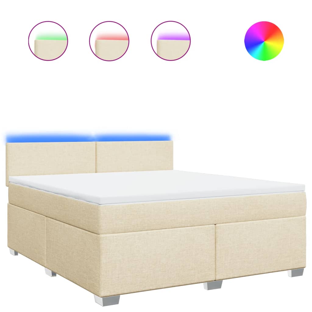 Κρεβάτι Boxspring με Στρώμα Κρεμ 180x200 εκ. Υφασμάτινο