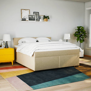 Κρεβάτι Boxspring με Στρώμα Κρεμ 180x200 εκ. Υφασμάτινο