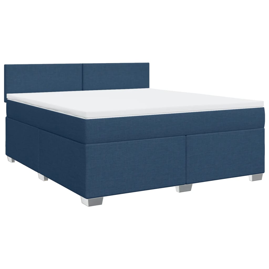Κρεβάτι Boxspring με Στρώμα Μπλε 180x200 εκ. Υφασμάτινο