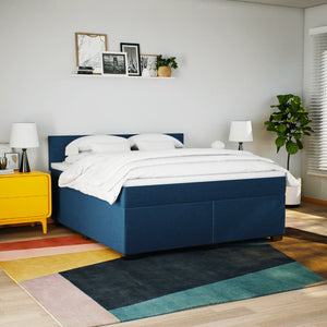 Κρεβάτι Boxspring με Στρώμα Μπλε 180x200 εκ. Υφασμάτινο