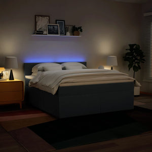 Κρεβάτι Boxspring με Στρώμα Μπλε 180x200 εκ. Υφασμάτινο