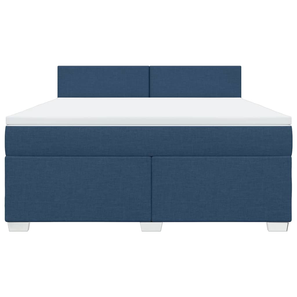 Κρεβάτι Boxspring με Στρώμα Μπλε 180x200 εκ. Υφασμάτινο