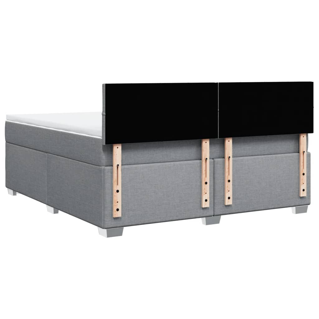 Κρεβάτι Boxspring με Στρώμα Ανοιχτό Γκρι 180x200 εκ. Υφασμάτινο - Pakobazaar