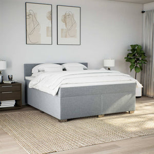 Κρεβάτι Boxspring με Στρώμα Ανοιχτό Γκρι 180x200 εκ. Υφασμάτινο - Pakobazaar