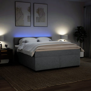 Κρεβάτι Boxspring με Στρώμα Ανοιχτό Γκρι 180x200 εκ. Υφασμάτινο - Pakobazaar