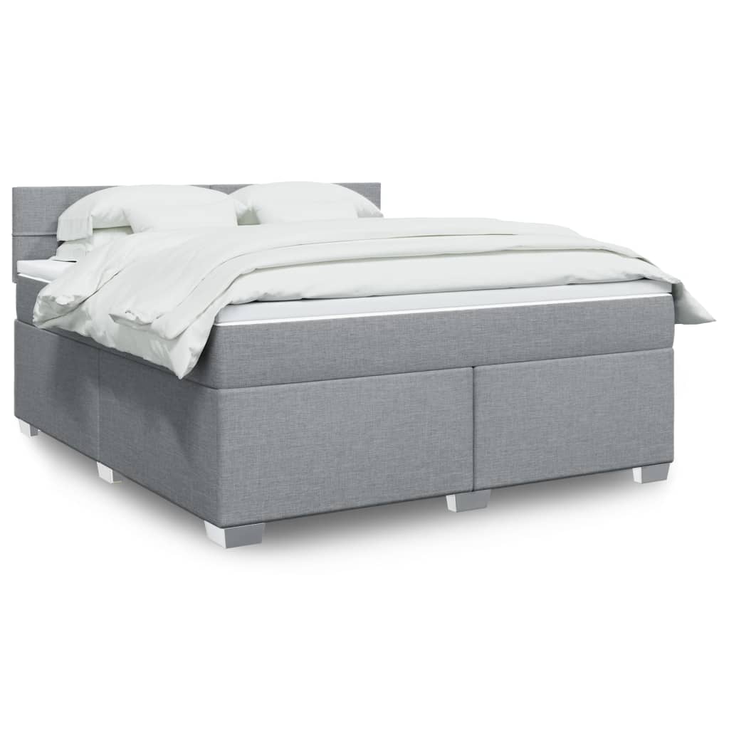 Κρεβάτι Boxspring με Στρώμα Ανοιχτό Γκρι 180x200 εκ. Υφασμάτινο - Pakobazaar