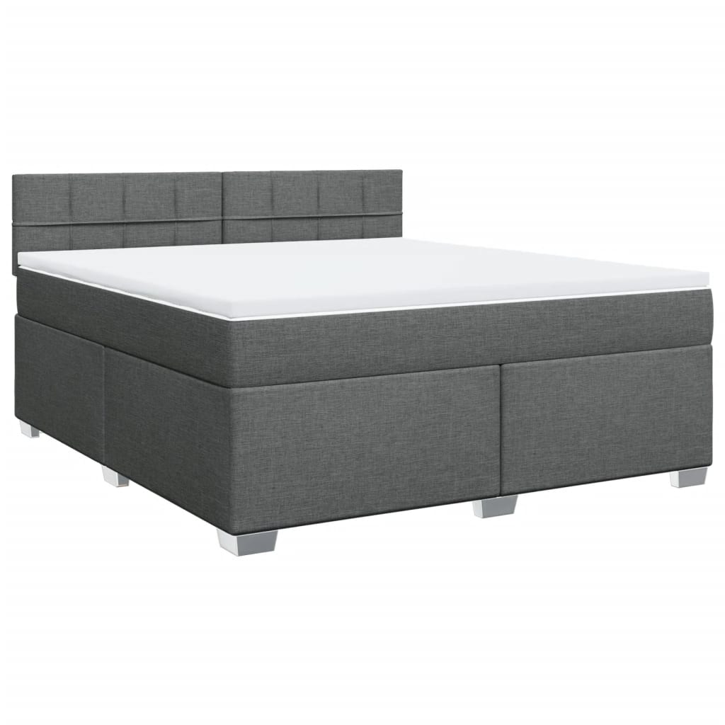 Κρεβάτι Boxspring με Στρώμα Σκούρο Γκρι 180x200 εκ Υφασμάτιν - Pakobazaar