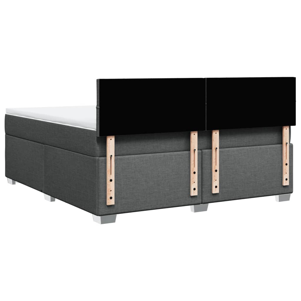 Κρεβάτι Boxspring με Στρώμα Σκούρο Γκρι 180x200 εκ Υφασμάτιν - Pakobazaar