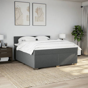 Κρεβάτι Boxspring με Στρώμα Σκούρο Γκρι 180x200 εκ Υφασμάτιν - Pakobazaar