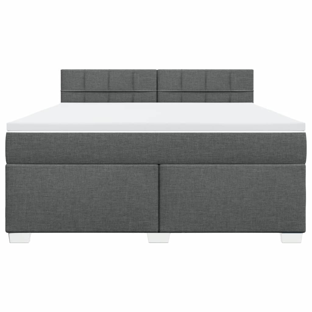 Κρεβάτι Boxspring με Στρώμα Σκούρο Γκρι 180x200 εκ Υφασμάτιν - Pakobazaar