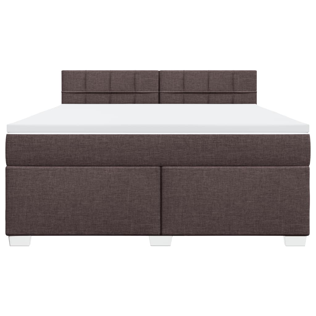 Κρεβάτι Boxspring με Στρώμα Σκούρο Καφέ 180x200 εκ Υφασμάτινο - Pakobazaar