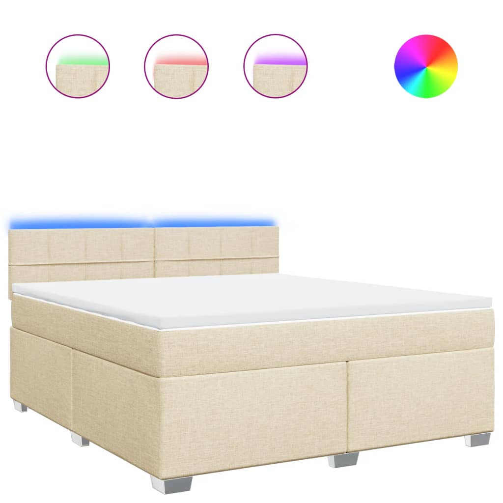 Κρεβάτι Boxspring με Στρώμα Κρεμ 180x200 εκ. Υφασμάτινο
