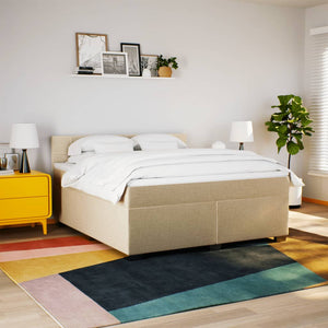 Κρεβάτι Boxspring με Στρώμα Κρεμ 180x200 εκ. Υφασμάτινο