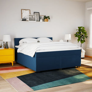 Κρεβάτι Boxspring με Στρώμα Μπλε 180x200 εκ. Υφασμάτινο - Pakobazaar