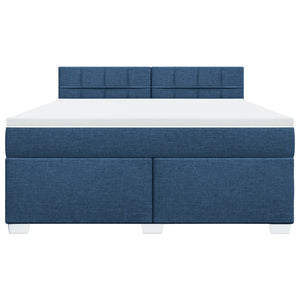 Κρεβάτι Boxspring με Στρώμα Μπλε 180x200 εκ. Υφασμάτινο - Pakobazaar