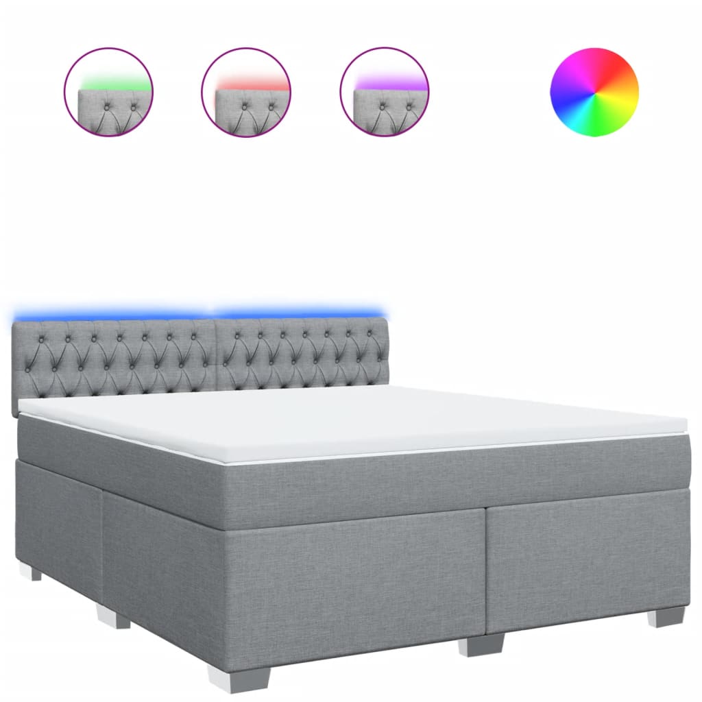 Κρεβάτι Boxspring με Στρώμα Ανοιχτό Γκρι 180x200 εκ. Υφασμάτινο - Pakobazaar