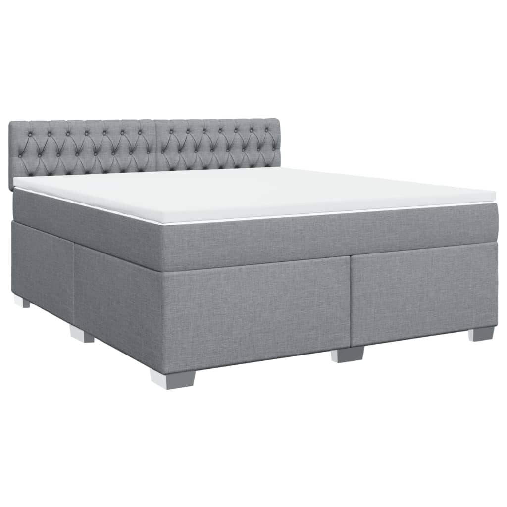 Κρεβάτι Boxspring με Στρώμα Ανοιχτό Γκρι 180x200 εκ. Υφασμάτινο - Pakobazaar