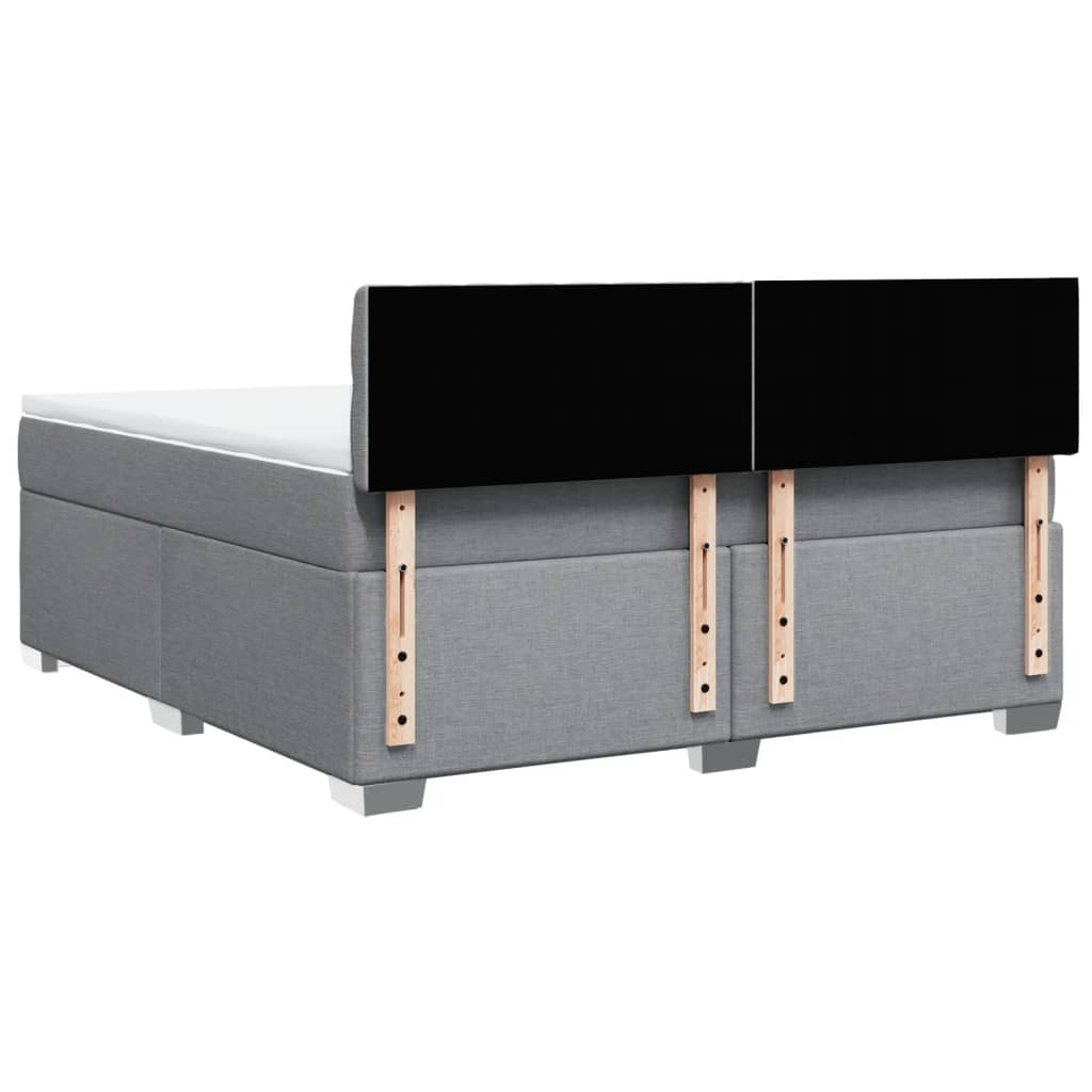 Κρεβάτι Boxspring με Στρώμα Ανοιχτό Γκρι 180x200 εκ. Υφασμάτινο - Pakobazaar
