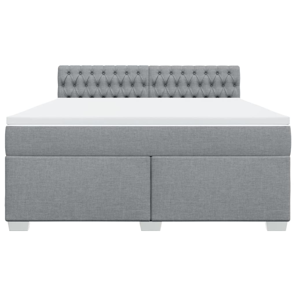 Κρεβάτι Boxspring με Στρώμα Ανοιχτό Γκρι 180x200 εκ. Υφασμάτινο - Pakobazaar