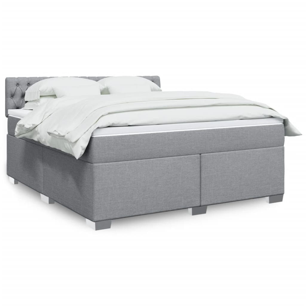 Κρεβάτι Boxspring με Στρώμα Ανοιχτό Γκρι 180x200 εκ. Υφασμάτινο - Pakobazaar