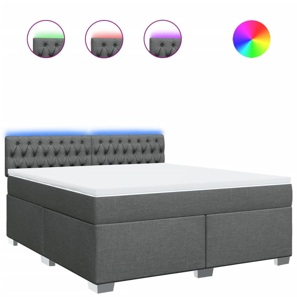 Κρεβάτι Boxspring με Στρώμα Σκούρο Γκρι 180x200 εκ Υφασμάτιν - Pakobazaar