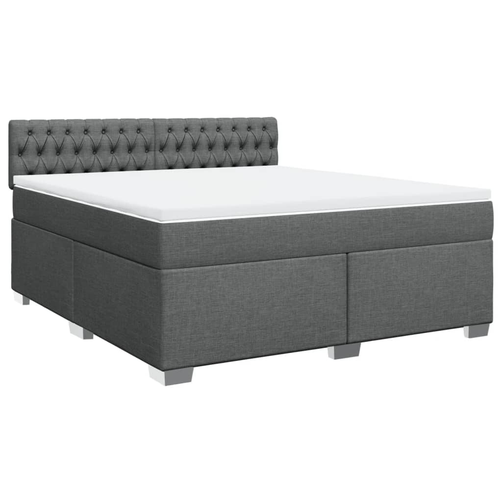 Κρεβάτι Boxspring με Στρώμα Σκούρο Γκρι 180x200 εκ Υφασμάτιν - Pakobazaar