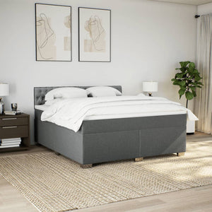 Κρεβάτι Boxspring με Στρώμα Σκούρο Γκρι 180x200 εκ Υφασμάτιν - Pakobazaar