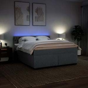 Κρεβάτι Boxspring με Στρώμα Σκούρο Γκρι 180x200 εκ Υφασμάτιν - Pakobazaar