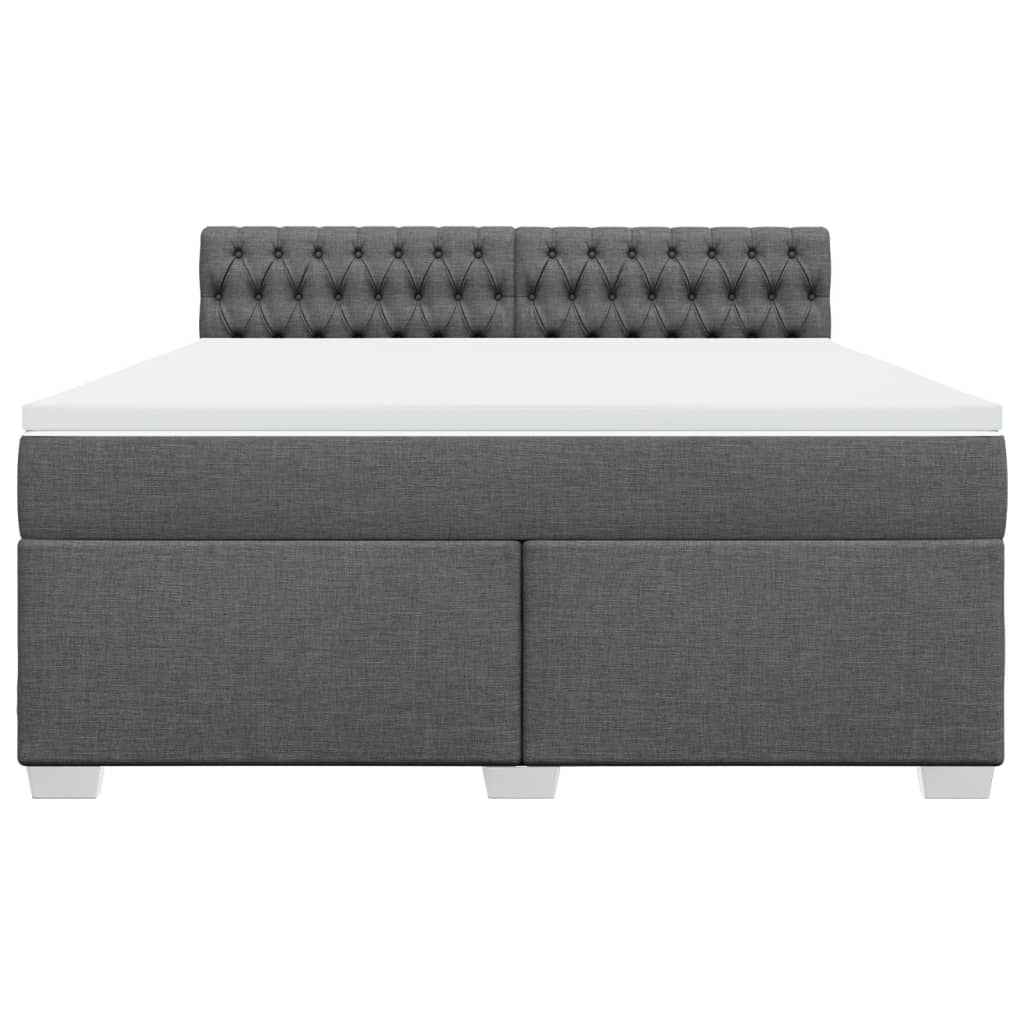 Κρεβάτι Boxspring με Στρώμα Σκούρο Γκρι 180x200 εκ Υφασμάτιν - Pakobazaar