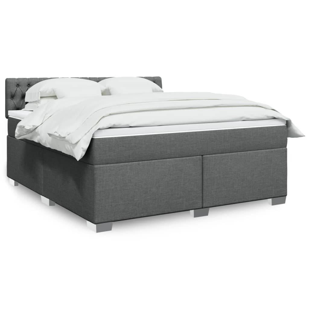 Κρεβάτι Boxspring με Στρώμα Σκούρο Γκρι 180x200 εκ Υφασμάτιν - Pakobazaar