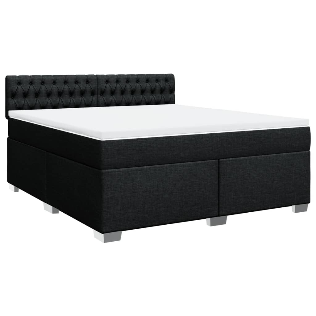 Κρεβάτι Boxspring με Στρώμα Μαύρο 180x200 εκ. Υφασμάτινο