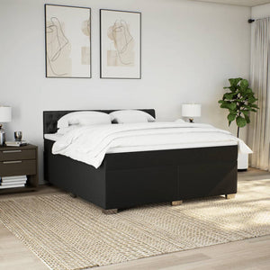 Κρεβάτι Boxspring με Στρώμα Μαύρο 180x200 εκ. Υφασμάτινο
