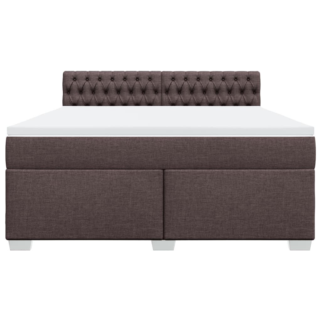 Κρεβάτι Boxspring με Στρώμα Σκούρο Καφέ 180x200 εκ Υφασμάτινο - Pakobazaar