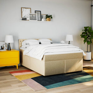 Κρεβάτι Boxspring με Στρώμα Κρεμ 180x200 εκ. Υφασμάτινο - Pakobazaar