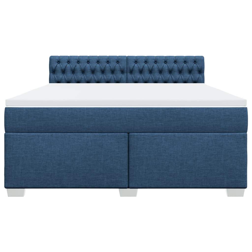 Κρεβάτι Boxspring με Στρώμα Μπλε 180x200 εκ. Υφασμάτινο - Pakobazaar