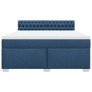 Κρεβάτι Boxspring με Στρώμα Μπλε 180x200 εκ. Υφασμάτινο - Pakobazaar